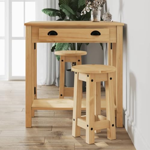Mesa de bar plegable con 2 taburetes de madera de pino para ahorrar espacio en la sala