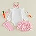 Amiblvowa My First Easter Baby Girl Outfit Infant Bunny Romper Bodysuit Layered Ruffle Shorts Set Newborn Cute Summer Clothes (Egg White, 3-6 Months)