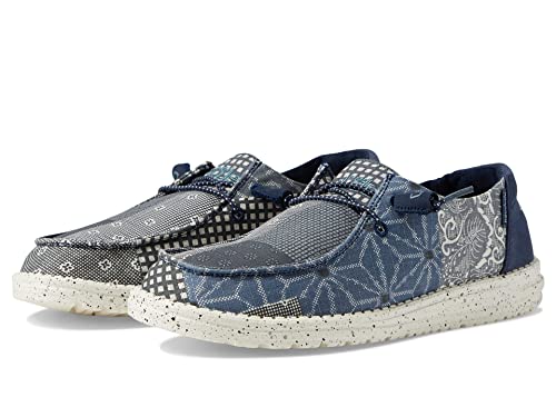 Hey Dude Women's Wendy Chambray Geo Coneflower Size 11 | Women’s Shoes | Women’s Lace Up Loafers | Comfortable & Light-Weight