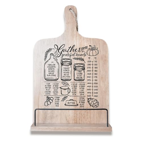 Chonic COOKBOOK STAND Recipe Book Holder For Kitchen Counter, Farmhouse Cookbook Holder With Measurement Conversion Chart, Wood Cook Book Shelf, Kitchen Accessories For Cookbook Storage Organizer  cover