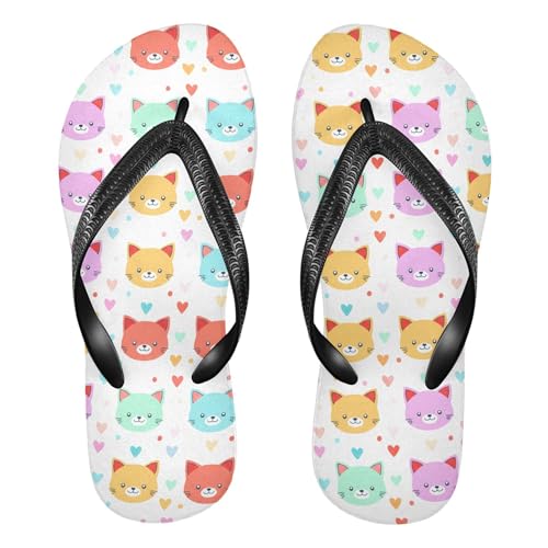 Burbuja Cartoon Animal Faces Flip Flops for Women Men, Soft Thong Sandals Rubber Slippers for Pool Beach Essentials