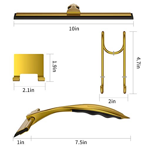 Image of Shower Squeegee Set, 10-Inch Stainless Steel Squeegee for Bathroom, Shower Doors, Mirrors, Tiles, Car Windows - 100% Streak Free, Includes Shower Door Hook, Adhesive Hook and Spare Silicone Blade