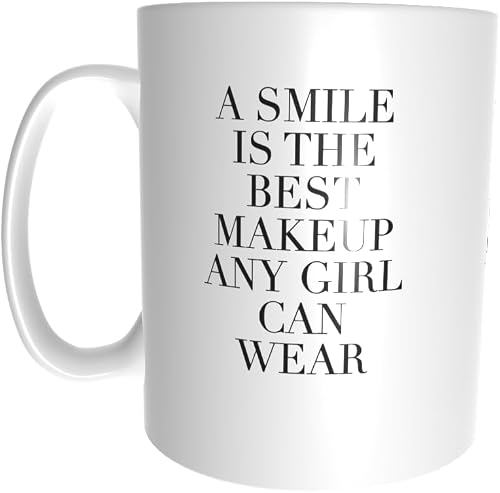 Pandok White Ceramic Mug - People - Quotes : A Smile Is The Best Makeup A Girl Can Wear - Single Mug
