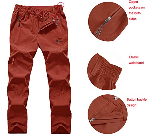 Gopune Women Outdoorwater Resistant Quick Dry Lightweight Slim Mountain Hiking Pants (Rose Red,L) #TOP4