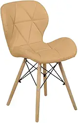 Cadeira Charles Eames Eiffel Slim Wood Estofada - Nude Escuro