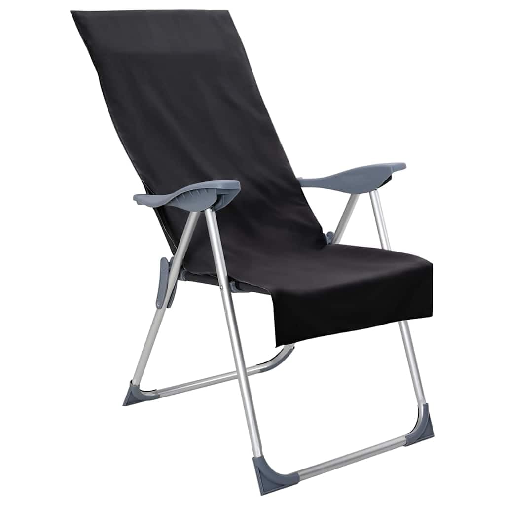 Außenstuhl Handtücher Set 2 Stück Schwarz 130 x 60 cm Polyester schnelltrocknend saugstark rutschfest für Garten Terrasse Pool Spa