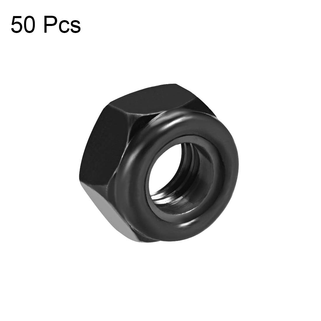TA-VIGOR 50Pcs M8 x 1.25mm Nylon Hex Lock Nuts, Black Carbon Steel Nylon Insert Self-locking Nuts - Image 3