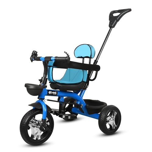 Image of Tricycle 1 Years to 5 Years with Removable Safety Guard and Parental Control Back Side Push Handle with Rubber Tyre for Kid's CR07 (Blue 2)