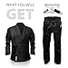 DXM SPORTS Bjj Gi for Men - Brazilian Jiu Jitsu Gi - Lightweight Preshrunk Fabric - Machine Washable Jiu Jitsu Suit Sets (Black, A2)
