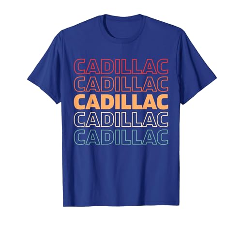 Retro Us American City USA - Vintage Michigan Cadillac T-Shirt, Men, Royal Blue, X-Large