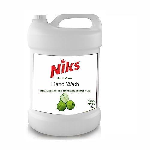 Image of Niks Premium Hand Wash Liquid Gel 5L Refill Pack. (5000ml) Green Apple | Anti Bacterial | Makes Hand Soft | No harmful chemicals |