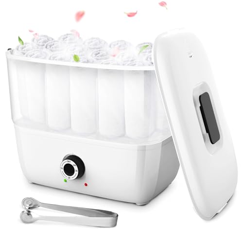 Towel Warmer, Hot Towel Steamer with 5L Large Capacity, Towel Heater Fast Heating to 212 ℉/100℃, Hot Towel Machine with Towel Clip, for Spa Facials Barber Beauty Salon Home Use, White
