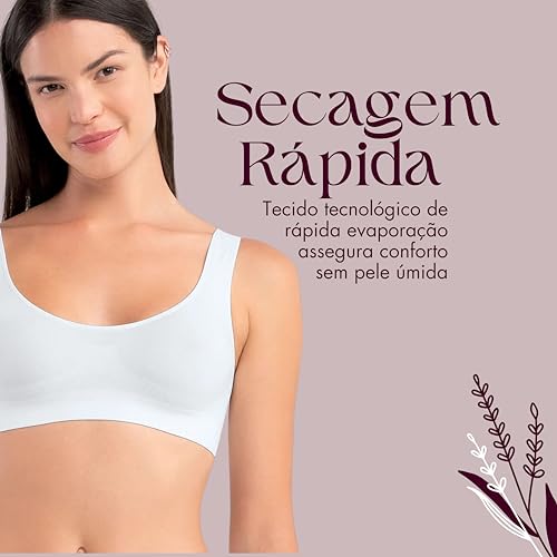 Kit 3 Top Regata Sem Costura Alças Fixas Sem Bojo Anatômico She by Mash Feminino Adulto, 1 Branco -
