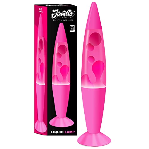 Jambo 16-Inch Liquid Lamp with Wax That Flows Like Lava, Cool Lamps, Relaxing and Entertaining, Nightlights Night Lights for Kids, Adults, Teens (16", Pink Base, Pink Liquid, White Wax)… Jambo 16-Inch Liquid Lamp with Wax That Flows Like Lava, Cool Lamps, Relaxing and Entertaining, Nightlights Night Lights for Kids, Adults, Teens (16", Pink Base, Pink Liquid, White Wax)…