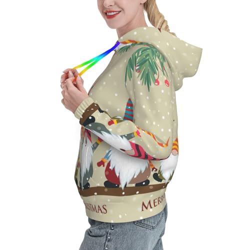 Sweat à capuche femme imprimé nains de Noël pull ajusté EdWal - 2
