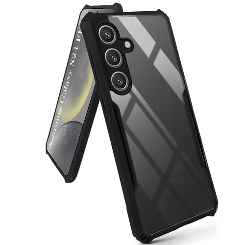 Image of Jkobi Back Case Cover for Samsung Galaxy S24 FE (Shockproof with Polycarbonate Clear Panel | Professional Black)