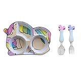 Picture of ARI MES - Unicorn Shaped Plate and Utensil Set - Fun, BPA-Free, Shatter- Resistant, Lightweight, Picky Eaters Kids Dinnerware Set, Children's Utensils, Toddler Forks and Spoons