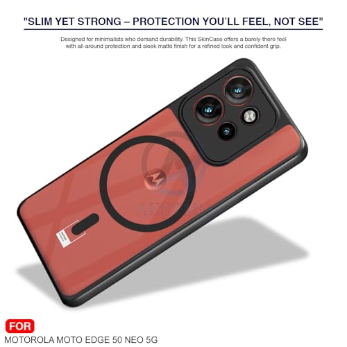 Image of AESTMO Moto Edge 50 Neo 5G Back Cover | 360 Protection | Crystal Clear Hard Back Transparent | Compatible with MagSafe Accessories (PC+TPU, Black Bumper)