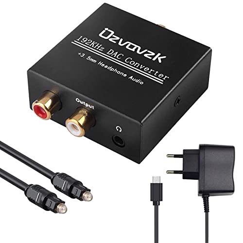 Ozvavzk 192KHz DAC Convertisseur Numérique vers Analogique Audio Adaptateur Digital SPDIF Optique Coaxial vers Analogique Stéréo Audio L/R RCA pour PS3 XBox Home Cinéma