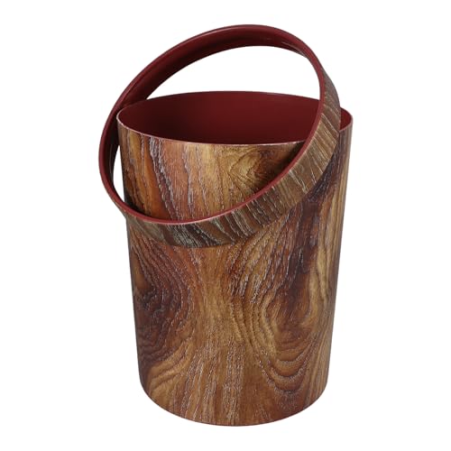 COHEALI Bote de Basura Pequeño 10l Diseño de Madera Vintage, Contenedor de Residuos Domésticos sin Tapa, Cubo de Basura Hogar, Papelera Simple para Sala y Cocina, Patrón Aleatorio
