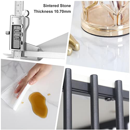 Wisfor Sintered Stone End Table: 2 Tier Square White Sofa Side Table - Small Coffee Table With Black Frame - Modern Bedside Nightstand For Living Room Bedroom #TOP3