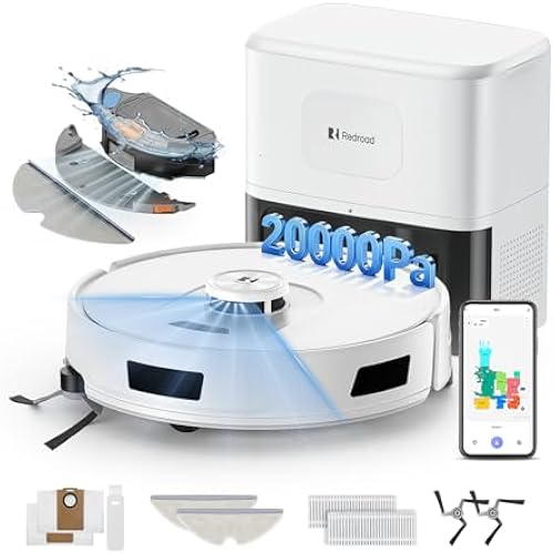 Robot Vacuum 20,000Pa Robot Vacuum Mop,120Day Self Emptying Vacuum Robot,Lidar Navigation,2.4G 5G WiFi APP Aspirateur Robot,Self-Charging Robot Vacuums for Floor,Pet,Carpet WhiteR11