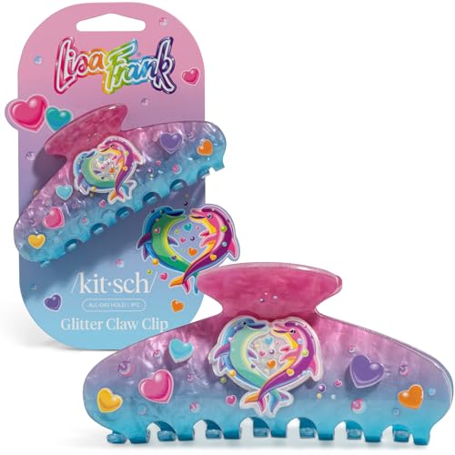 Lisa Frank x Kitsch Glitter Hair Clip for Women - Dancing Dolphins, 1pc