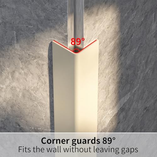 Image of 2-Pack Off-White PVC Corner Guards, Self-Adhesive Wall Corner Protectors, 0.98 inch x 0.98 inch x 39.4 inch, Peel-and-Stick Edge Guards for Walls, Doors & Tables in Home, Office & Commercial Spaces