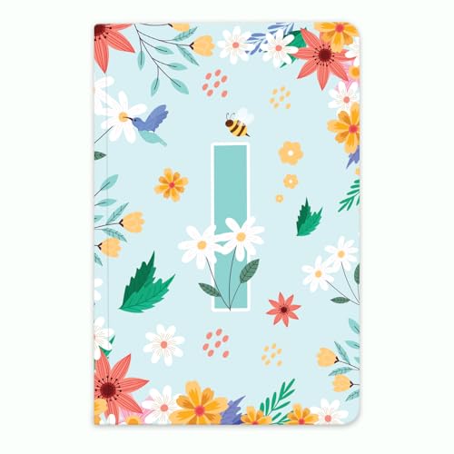 Image of Initial I Premium Soft Bound Notebook Diary for Girls and Women (B6, 90 GSM, 160 Ruled Pages) Floral Design Notebook Journal Diary