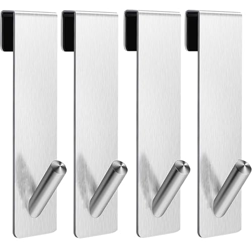 Gancio migliorato da parete per doccia, gancio accappatoio doccia, appendi accappatoio bagno, appendi asciugamani bagno, gancio doccia in acciaio inox, senza foratura, , per parete in vetro, 4 pezzi