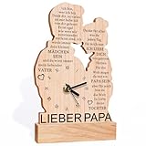 CheriGift Geschenke für Papa von Tochter, Silhouette Holzuhr Geschenke, Geburtstagsgeschenk für Papa, Vatertag, Weihnachten Geschenk für Papa, Vater, Beste Papa Geschenk DIY-Uhr