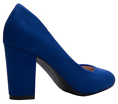 Image of Olivia K Women's Classic Round-Toe Platform Pumps High Block Heel - Adorable, Comfortable