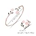MALOYANVE Valentine's Day Rose Bracelet Ring Set for Women Dainty Fashion Rose Flower Green Leaf Open Cuff Adjustable Bracelets Ring Flower Promise Jewelry Elegant Jewelry Gifts (Rose Gold)