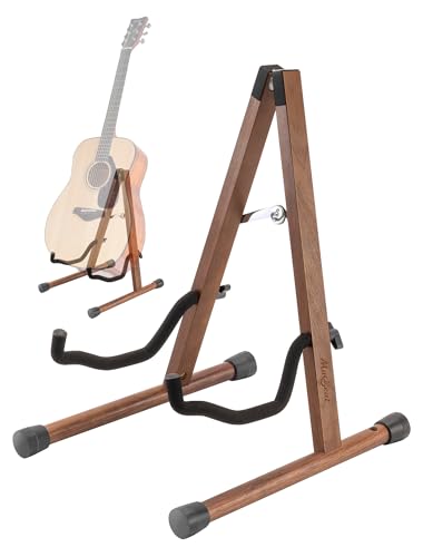 Musbeat Gitarrenständer, Gitarrenständer Holz, Akustik-Gitarrenstände mit Gepolstertem Schaumstoff, Schwarze Walnuss Gitarren Ständer für Akustikgitarre, E-Gitarren, A-Rahmen Boden-Gitarrenständer