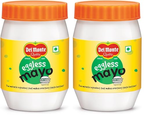 Image of Del Monte Eggless Mayo, 270g | veg Mayonnaise | 100% Vegetarian | Cremy and Delicious | Rich and Thick Mayonnaise |Made by Chef Loved by all | Spread and Dip (Pack of 2)