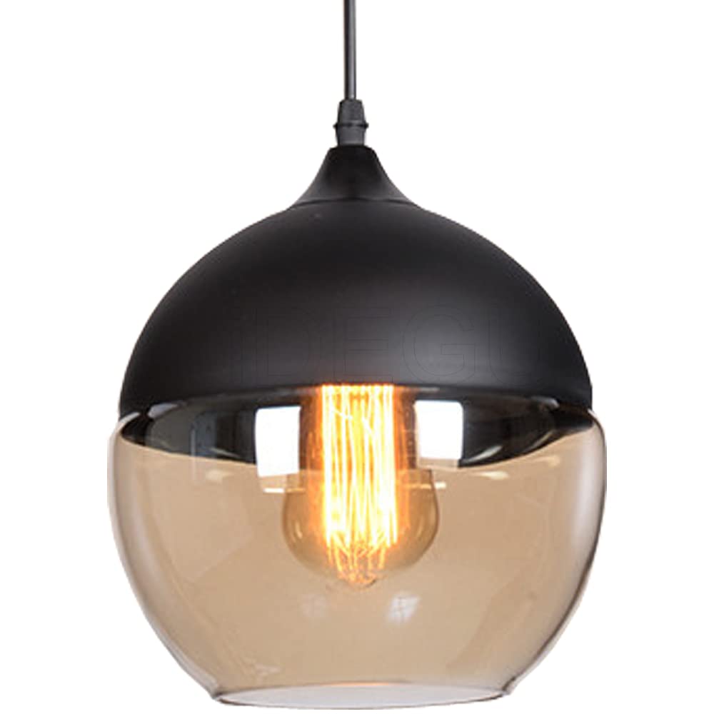 Idegu Type-C 20Cm Vintage Pendant Light, Modern Glass Pendant Lampshade Retro Industrial E27 Ceiling Light Fixture For Home Office Kitchen Cafe Shop (Type-C 20Cm)