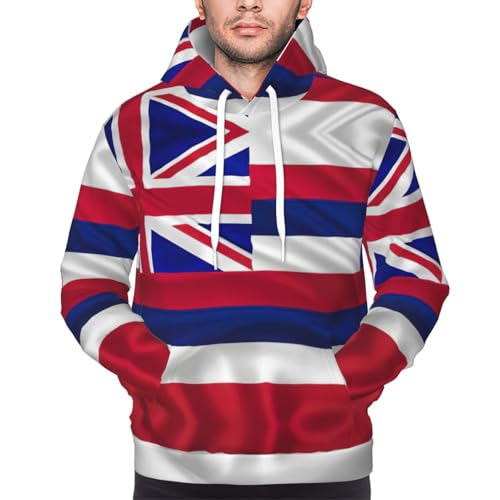 Sweat à capuche imprimé drapeau d'Hawaï manches longues casual