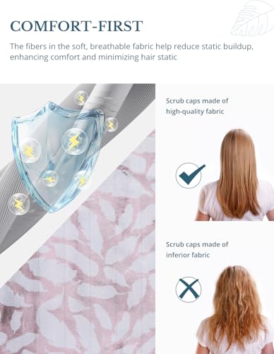 Image of Scrub Caps for Women with Buttons, Classic Surgical Caps | Double-Sided Printed, Adjustable,Long Hours, Sweatbands, Fabric Help Reduce Static Buildup