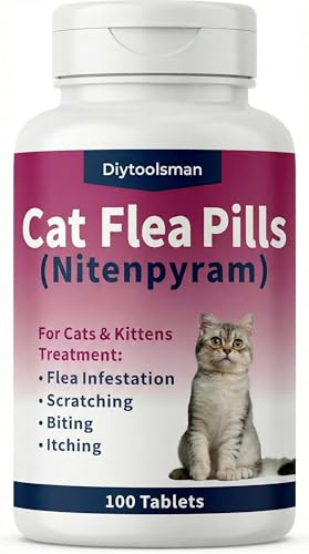 (Nitenpyram) Flea Treatment for Cats (2-25 lbs) Cat Flea Treatment Pill 100 Tablets
