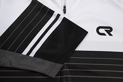 Coconut Ropamo CR Men's Cycling Jersey Set Road Bike Jersey Zipper Pocket Short Sleeves Cycling Kits Bib Shorts 3D Padded (White/Black, 2XL) - Thumbnail 3