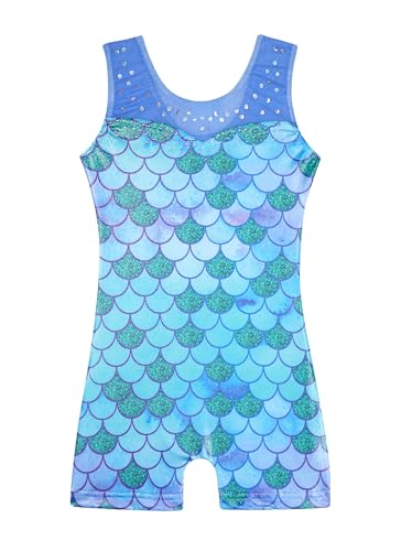 Image of HOZIY Leotards for Girls Gymnastics Kids Children Biketard Snowflake Ribbon Blue Purple Hot Pink Sparkle