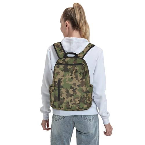 Sac à dos léger camouflage vert et noir taille unique polyvalent - 7