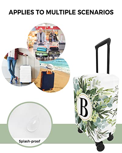Travel Luggage Cover Small Suitcase Cover Fit for 19-21 Inch Luggage Luggage Protector Suitcase Cover Scratchproof Letter B, Watercolor Farmhouse Eucalyptus Wreath Luggage Cover Protector for Suitcase4