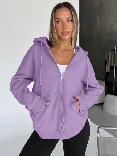Image of Trendy Queen Womens Oversized Zip Up Hoodies Y2K Fall Sweatshirts 2026