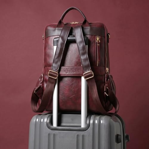 Image of VISMIINTREND Backpack for Woman /Teens Girl, Leather, Stylish, Handbag, Purse,Ladies,Office,Travel,College,Daily-Use,14-inch Laptop Bag, Elegant, Gifts for Women /Girls, Birthday Gift for Wife /Sister