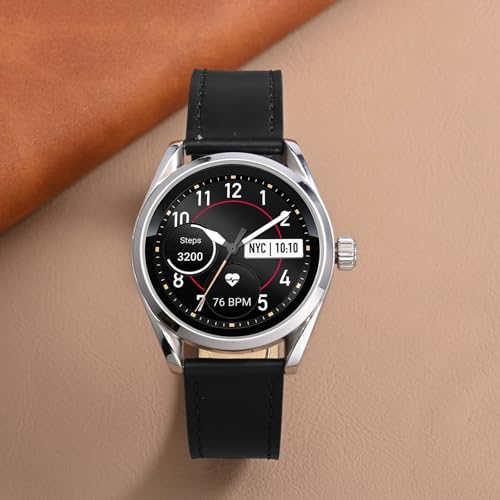 Image of ANNEFIT 18mm Watch Band with Gold Buckle, Quick Release Genuine Leather Replacement Strap (Black /Black Stitching)