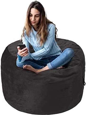 Amazon Basics Memory Foam Filled Bean Bag Chair with Microfiber Cover, 3 ft, Grey, Solid
