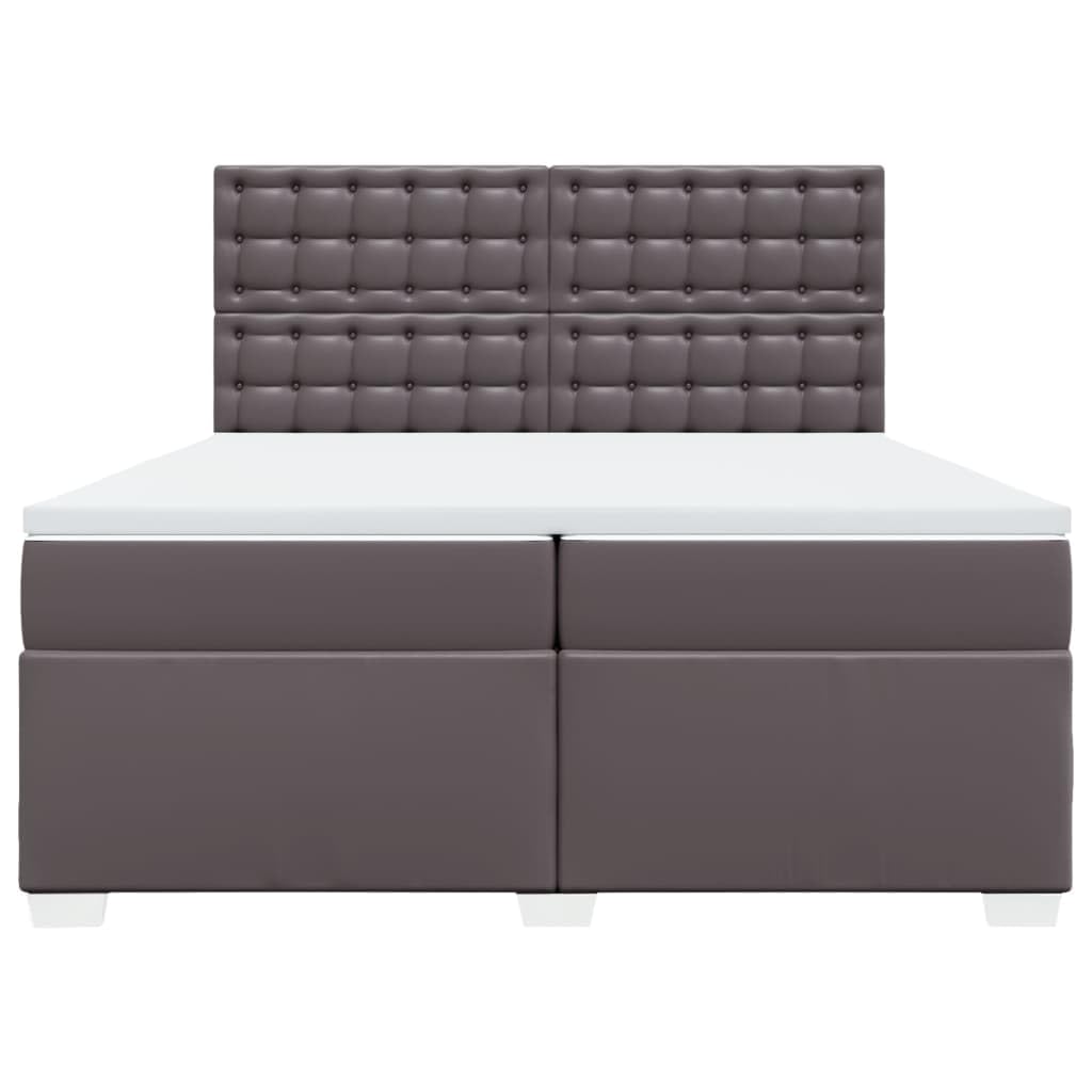 Cama Box Spring con colchón Estructura Cama Bed Frame Cama con colchon somier Mueble Cama Cuero sintético Gris 200x200 cm - 3290738