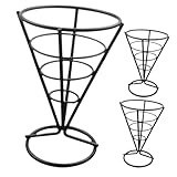 OUNONA Juego de 3 Soportes Cónicos para Papas Fritas de Acero Inoxidable Negro Cesta para Servir Snacks y Aperitivos Adecuado para Restaurantes Bares y Eventos