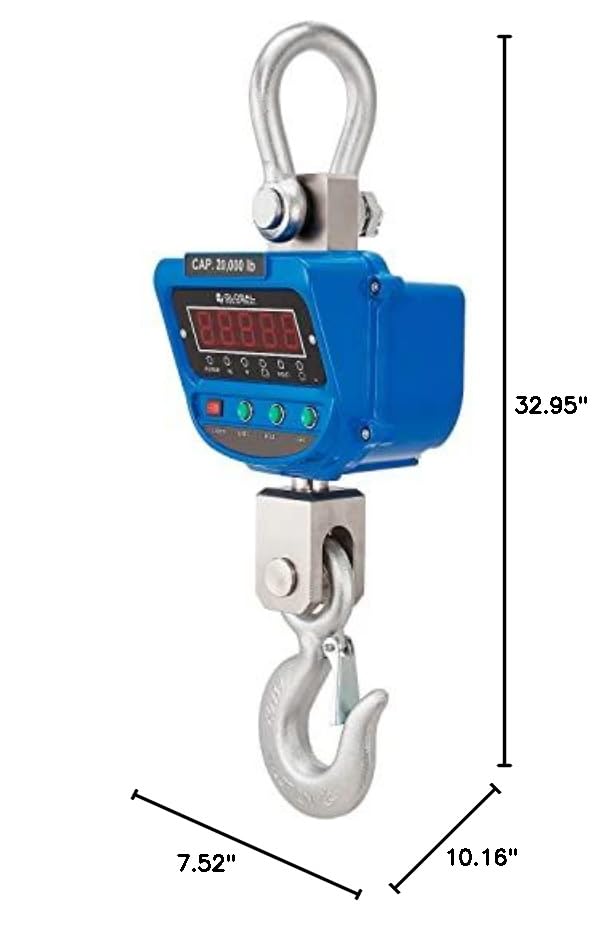 Dimensions diagram of the Global Industrial Crane Scale